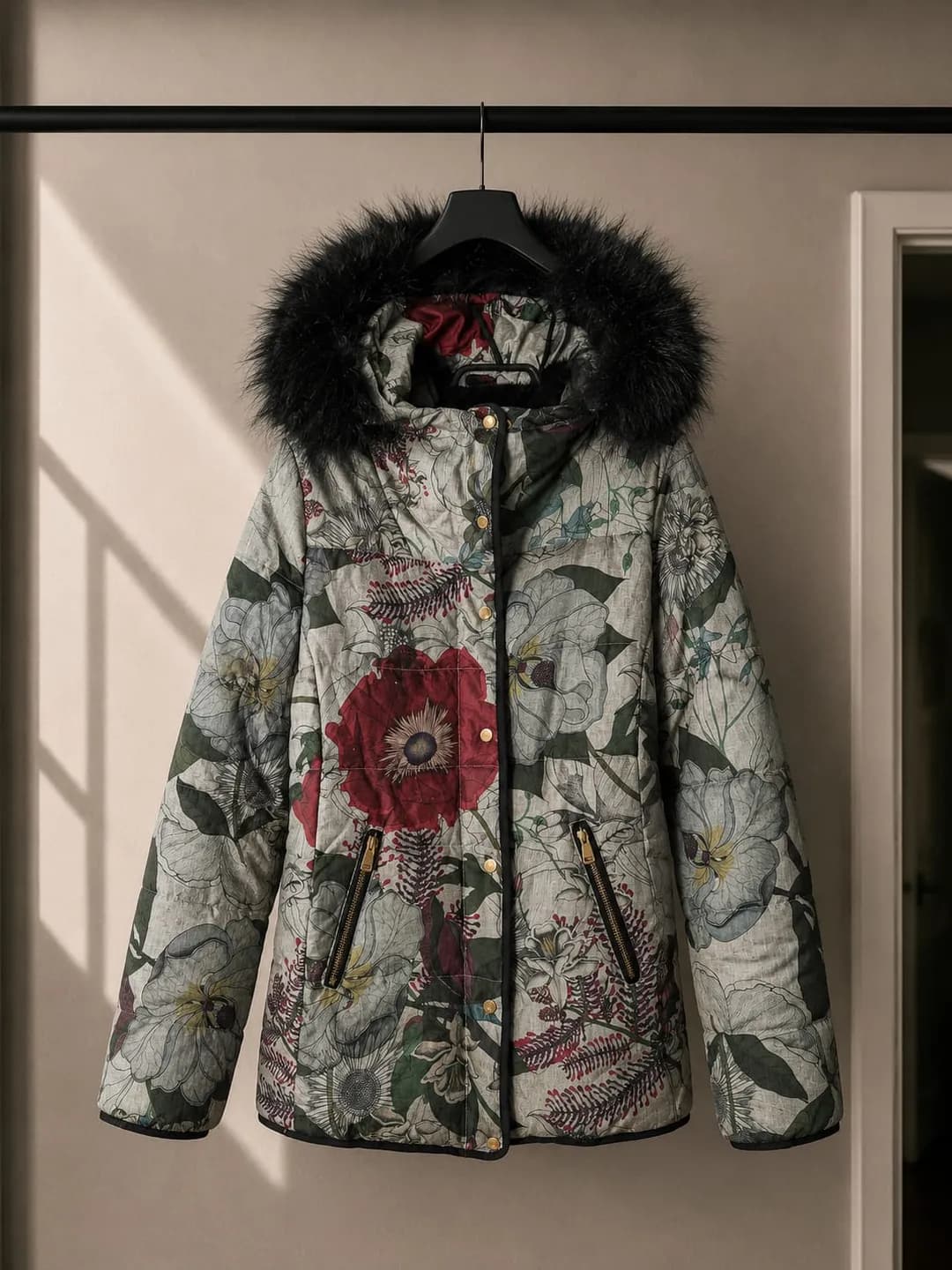 Chaqueta Acolchada Estampado Floral