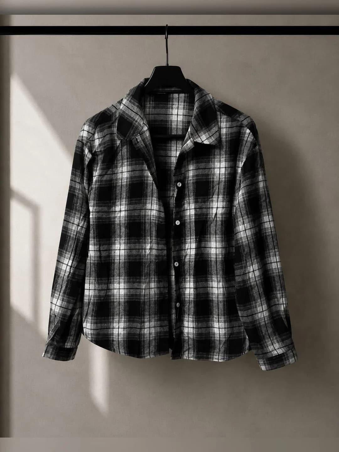 Camisa Franela a Cuadros Blanco y Negro